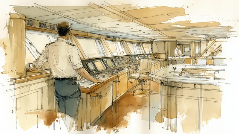 Kapetan jahte na mostu s profesionalnom pomorskom atmosferom