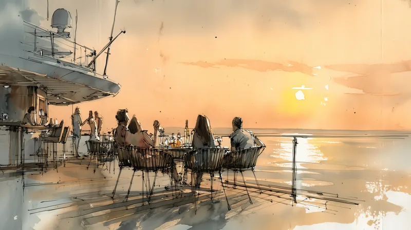Večera na jahti u suton s romantičnom morskom atmosferom